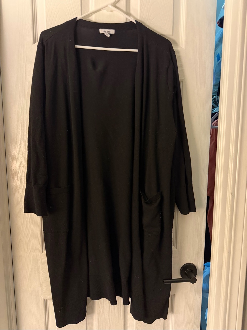 Nine West plus size Black Open-Front Long Cardigan Coat 2x